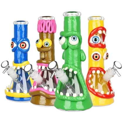 Maniacal Monster 3D Painted Beaker Water Pipe – 10″ / Designs Vary