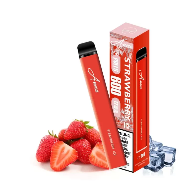 Anoca – Strawberry Ice - Ice / 500 mAh / Propylenglykol / Nikotinsalz / pflanzliches Glycerin / Aromastoffe / 17mg/ml / ca. 600