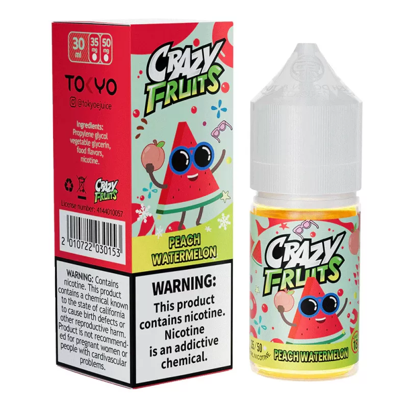 Tokyo Crazy Fruits Peach Watermelon Saltnic 30ml - 30 mg - 30 ml - Image 2