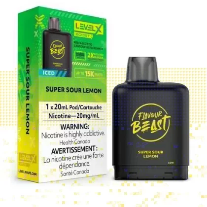 LEVEL X FLAVOUR BEAST BOOST POD 20ML – SUPER SOUR LEMON ICED