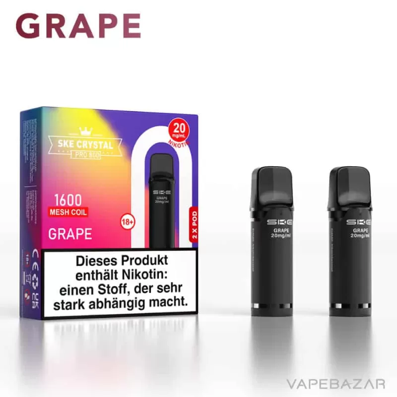SKE Crystal 800 Pro Pods – Grape (2er Pack) - SKE Crystal / Propylenglykol / Aromastoffe / Nikotin / Glycerin / ca. 1600 insgesamt - Image 2