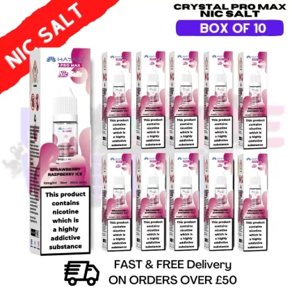 Strawberry Raspberry Ice Hayati Crystal Bar Pro Max Box Of 10 Nic Salts