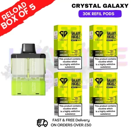 Lemon Lime Crystal Galaxy 30K Replacement Pods Box Of 5