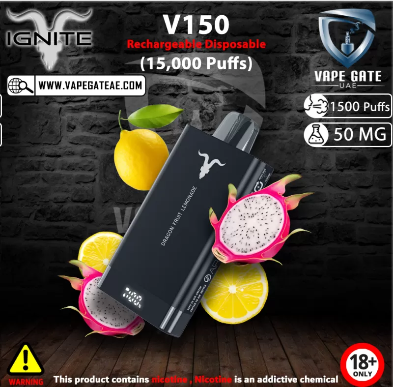 IGNITE - V150 Rechargeable Disposable Vape (15,000 Puffs) - 50 mg / Icy Mint - Image 3