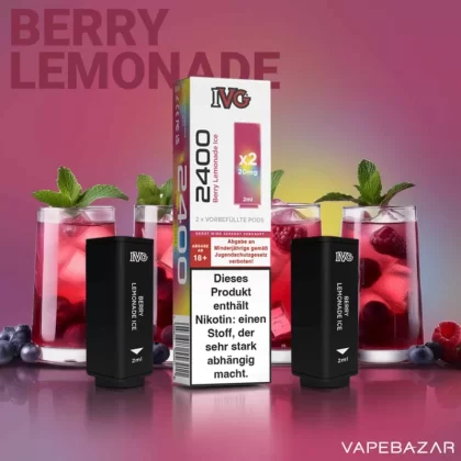 IVG 2400 – 4 Pod System – Prefilled Pods (2 Stk.) – Berry Lemonade Ice