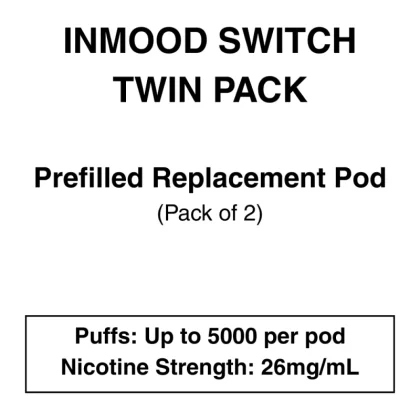 Inmood Switch Twin Pack – Prefilled Replacement Pods – 26mg/mL Nicotine – Pack of 2