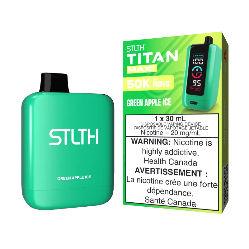STLTH TITAN MAX - Green Apple Ice - 20 mg/mL (wholeseller) - Excise ON, 20 mg/mL - ON
