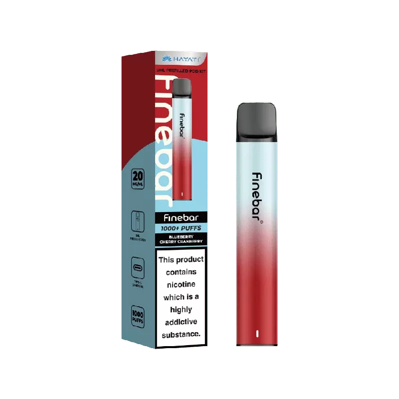 Hayati Finebar 1000 Puffs Prefilled Pod Kit Blueberry Cherry Cranberry