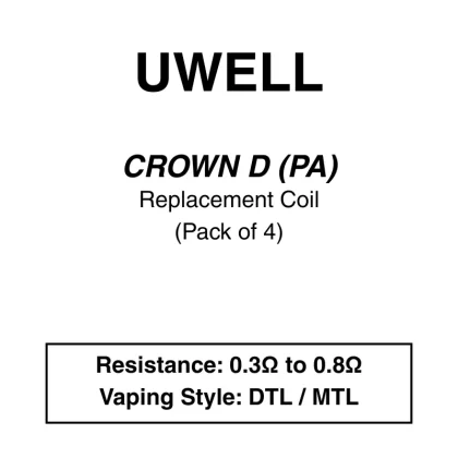 Uwell-Crown D-Replacement Coils – PA Coils - 0.3ohm, 0.8ohm