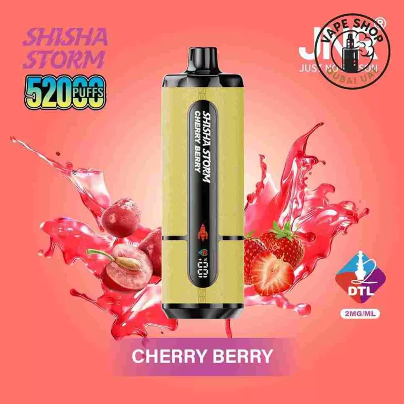JNR Shisha Storm 52000 Puffs Disposable Vape 2% DTL Buy in Dubai - 10PCS-1BOX, 1PCS-1PACK; Cherry Berry, Fizzy Cherry Cola - Image 2