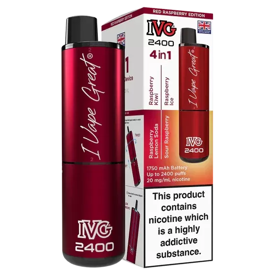 IVG 2400 Rechargeable Vape Red Raspberry Edition