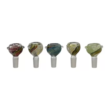 Bowl | Lattichino Striped Glass Bowls | 14mm – Assorted Colors – 5 Count