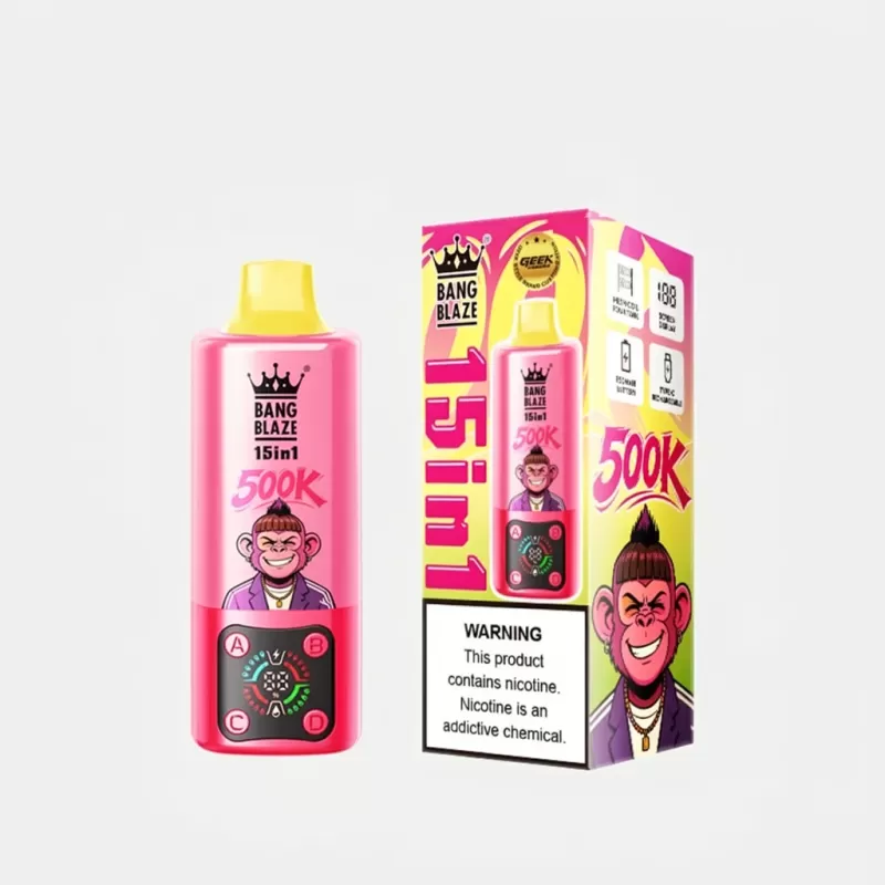 BANG BLAZE 500K Puffs 15in1 – Mesh Coil Disposable Vape - Blueberry Ice+Apple Grape+Banana Ice+Watermelon Sour Peach, Blueberry Raspberry+Cherry Coke+Passionate Kiss+Mango Peach; Vape Produc (BABC06) - Image 2