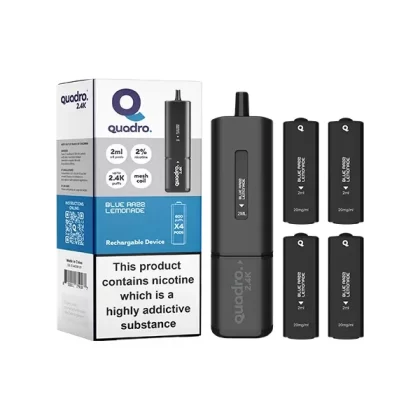 20 mg Quadro 2.4K Pod Vape Kit 4 in 1 Black Series 2400 Puffs