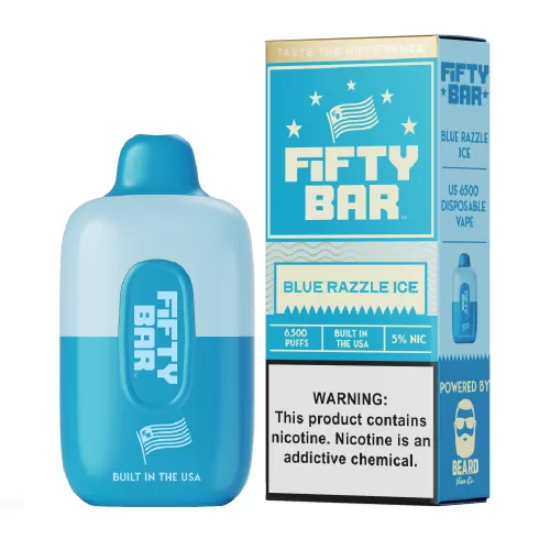 Blue Razzle Ice Disposable Vape (6500 Puffs) by Fifty Bar - Vape Product - Image 2