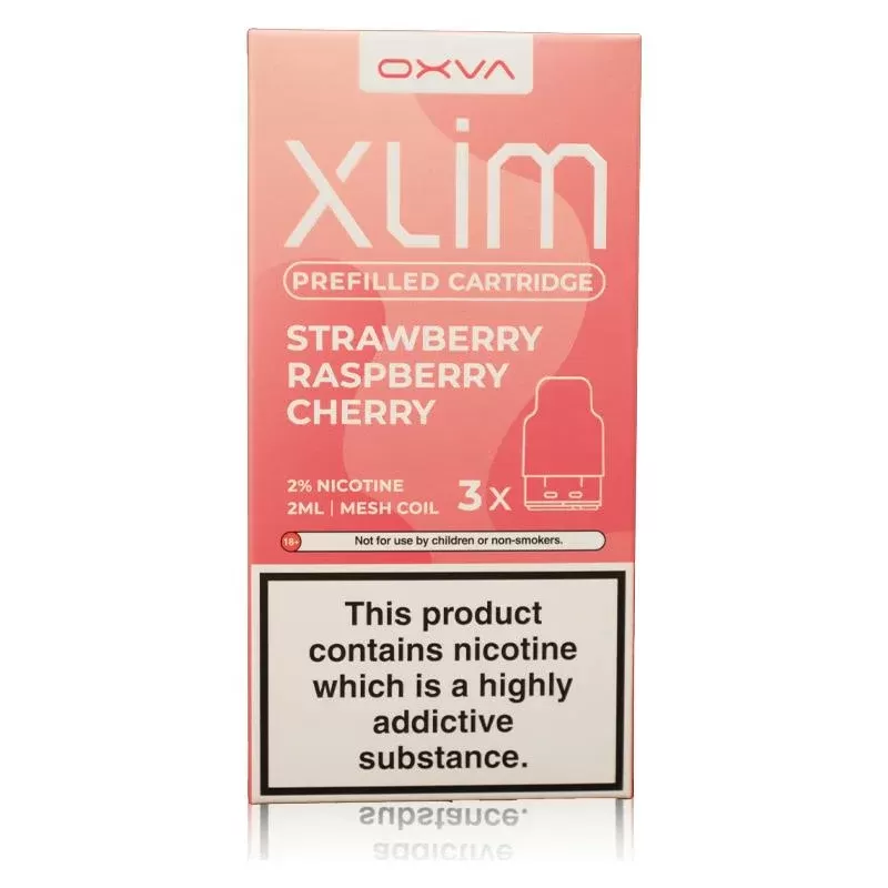 Xlim Prefilled Pods 3 Pack By Oxva (Dated Oct 2025) - Nicotine Strength#20mg~Flavour#Strawberry Raspberry Cherry ICE>Fizzy Cherry>Watermelon ICE>Mr Blue>Apple Peach>Rainbow Candy>Triple Mang