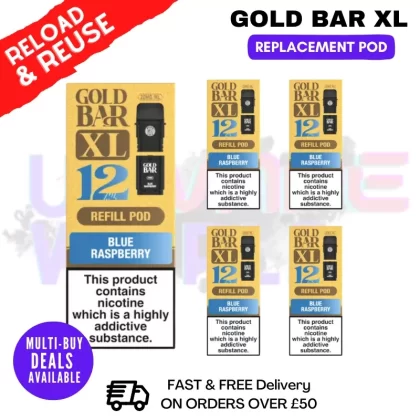 Blue Raspberry Gold Bar XL REFIL Pods Box Of 5