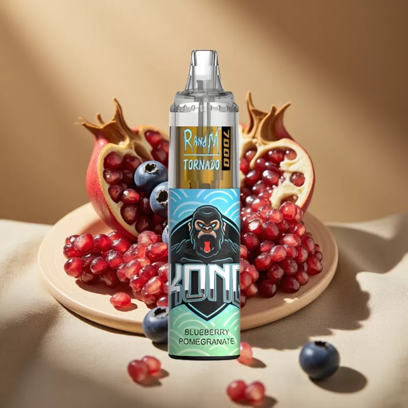 Fumot Tornado 7000 Disposable Vape with Mesh Coil, 14ML E-liquid, and RGB Light – Blueberry Pomegranate