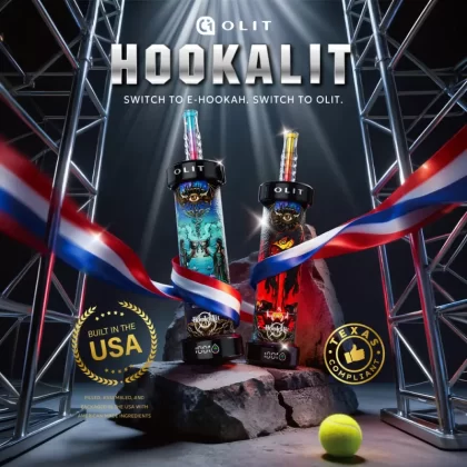 Built in USA | OLIT HookaLit 40K Puff Disposable E-Hookah - 40,000 Puffs - Strawberry Punch