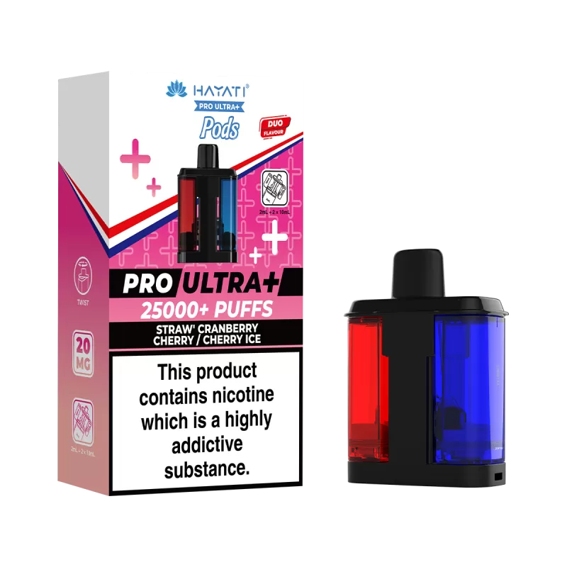 Straw' Cranberry Cherry / Cherry Ice Hayati Pro Ultra Plus Refill Pack - Vapeshop Co