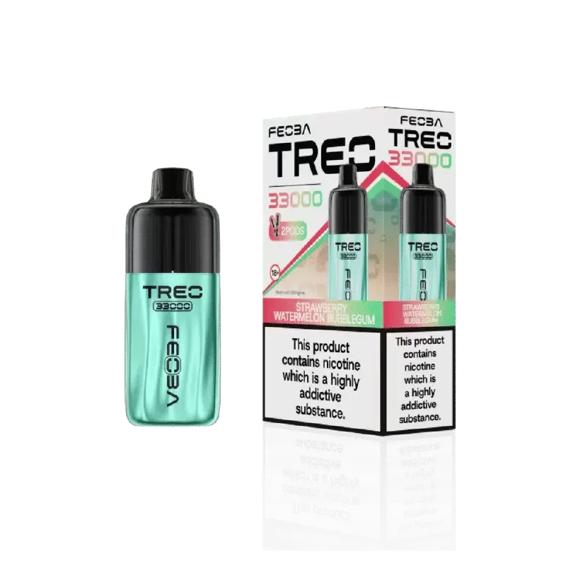 Feoba Treo 33000 Prefilled Pod Kit Strawberry Watermelon Bubblegum - Nicotine Strength#20mg (8A04CE)