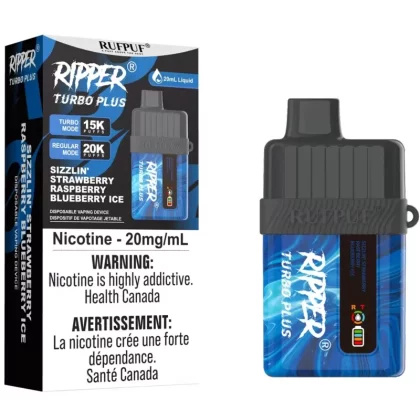 RIPPER TURBO PLUS Disposable Vape – Sizzlin’ Strawberry Raspberry Blueberry Ice