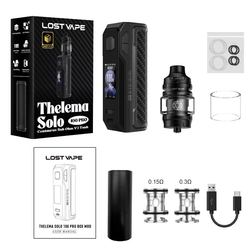 Lost Vape Thelema Solo 100 Pro Kit with Centaurus Sub Ohm V2 Tank 5ml - Wavy Silver - Image 3