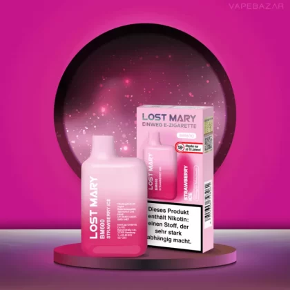Elf Bar Lost Mary – Strawberry Ice - Elf Bar Lost Mary / Ice / Glycerin / Propylenglykol / Nikotinsalz / Aromastoffe / 20mg/ml / 550 mAh / ca. 600