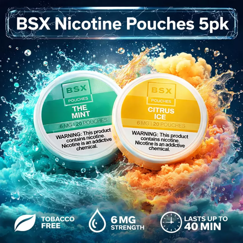 BSX Nicotine Pouches 5pk - Grape Strawberry Slush / 12mg