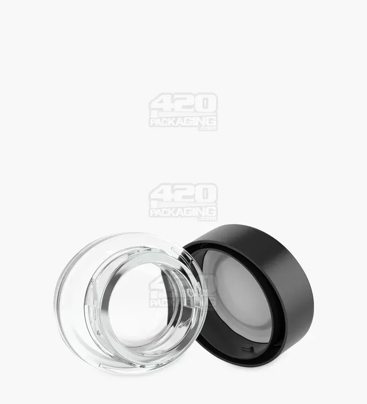Child Resistant | Clear Glass Oval Concentrate Jar w/ Black Cap | 45mm – 5mL – 240 Count
