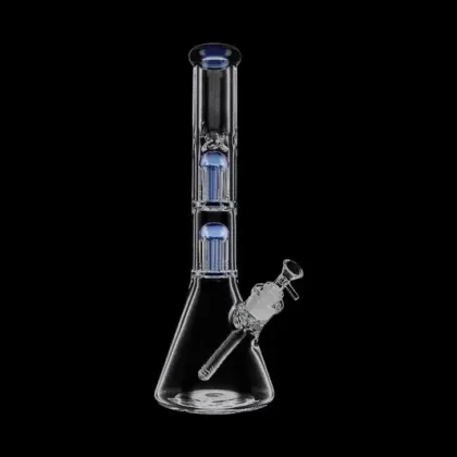 Beaker Base Glass Ice Bong with Double Tree Perc - choose color#Green>Blue