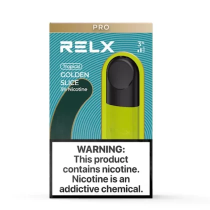 RELX Pod Pro – Golden Slice (Mango ICE) – 3% Nicotine - Single, Pack of 2; 5% NICOTINE