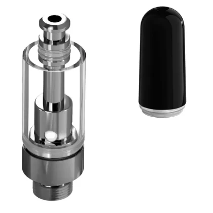 Good Carts Glass Cartridge (0.5ml, 2.0mm) with Mouthpiece - Choose Mouthpiece#Ceramic Black Bullet>Ceramic White Bullet>Ceramic Flat Black>Ceramic Flat White>Plastic Barrel Clear>Plastic Bla