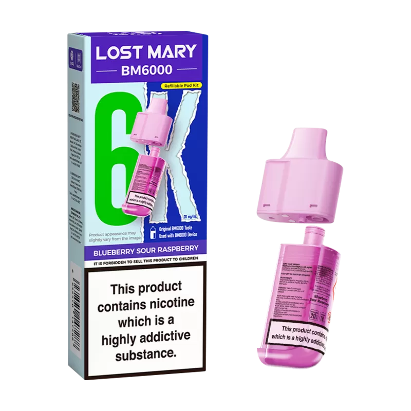 Blueberry Sour Raspberry Lost Mary BM6000 Refill Pack - 20mg - Vape Product