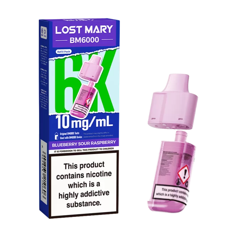 Blueberry Sour Raspberry Lost Mary BM6000 Refill Pack - 20mg - Vape Product - Image 2