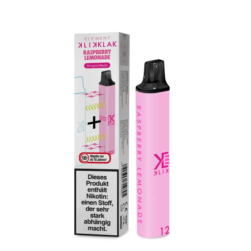 Klik Klak Element – Raspberry Lemonade - 400 mAh; Himbeere, Limonade; Propylenglykol, Ethylbutyrat - Image 3