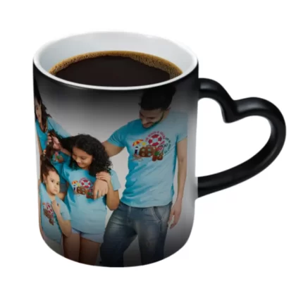 Custom Personalised Magic Photo Mug (Double sided same photo) with a heart-shaped handle