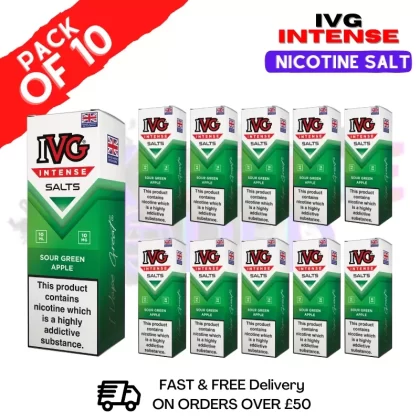 Sour Green Apple IVG Intense Nic Salt Box Of 10