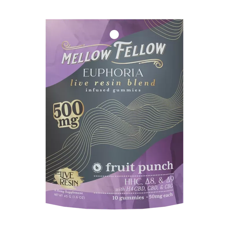 Mellow Fellow Euphoria Blend Live Resin M-Fusions Edibles Fruit Punch 500mg