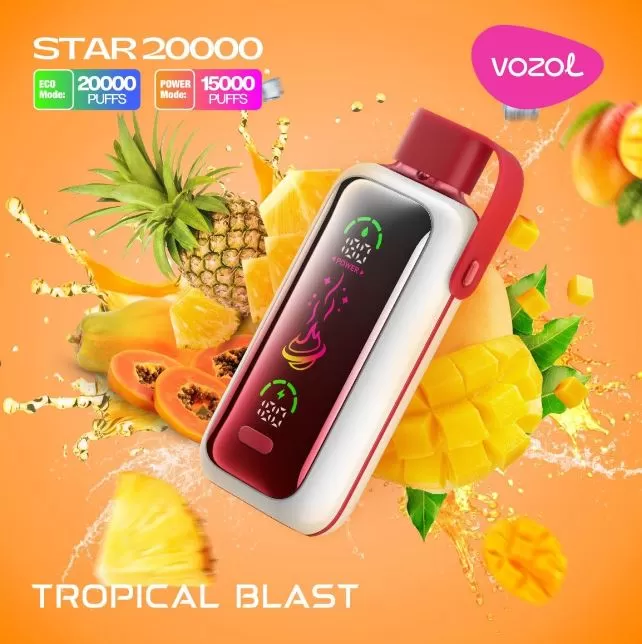 Vozol Star Rechargeable Disposable Vape (20,000 Puffs) - Strawberry Kiwi / 20 mg - Image 3