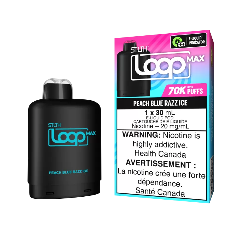 STLTH LOOP MAX Pod Pack - Peach Blue Razz Ice - 20 mg/mL (wholeseller) - Excise ON, 20 mg/mL (wholeseller) - Excise MB (D6B95E)