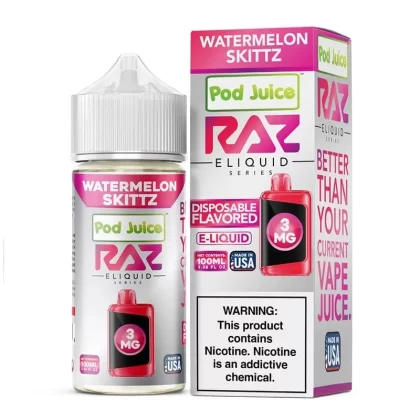 Pod Juice x RAZ Watermelon Skittz Synthetic Vape Juice 100ml - Eightvape