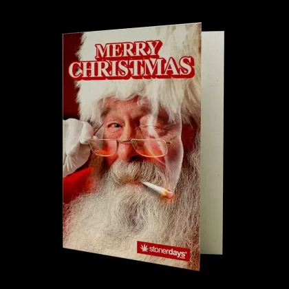 StonerDays Hemp Christmas Card - Design#Merry Christmas From Santa>Happy Holiblaze>Stoney Christmas Eve>Stoney Santa Christmas~Quantity#1 Card>3 Cards>6 Cards>12 Cards