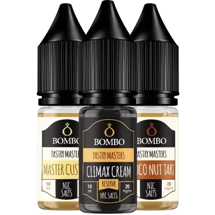 Bombo Pastry Masters 10ml Nic Salts - Flavour#Master Custard>Climax Cream Reserve>Choco Nut Tart~Nicotine Strength#10mg>20mg