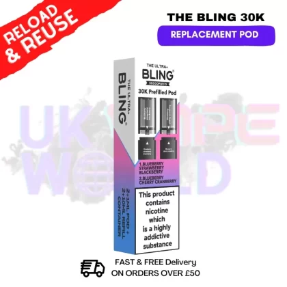 Blueberry Strawberry Blackberry Bling 30k REFIL PACK Ultra Plus Pods – £6.99
