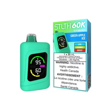 STLTH 60K Disposable Vape – Green Apple Ice - Eliquidsupply