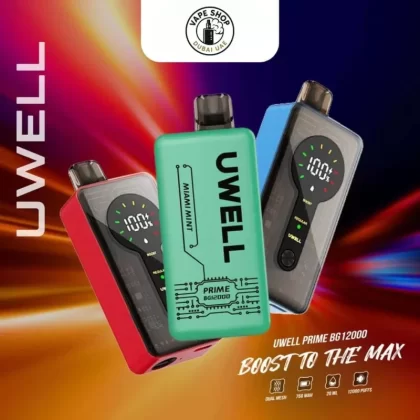 UWELL Prime BG12000 Puffs 50MG Disposable Vape In UAE - Vape Product, FULL BOX 10 DEVICE; Blueberry Cherry Cranberry, Grape Ice
