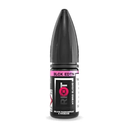 Riot Squad Black Edition 10ml Nic Salts – Deluxe Passionfruit and Rhubarb