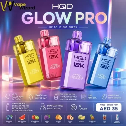 HQD Glow PRO 12000 Puffs Disposable Kit - Blackberry Ice, Blue Razz Cherry
