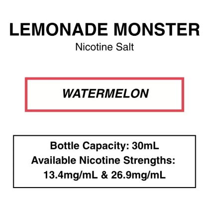 Watermelon (Lemonade Monster) – Nic Salt – 30ml - Vapeys Co Nz
